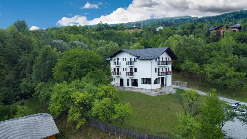 Pensiunea la marginea pădurii, văzută de departe